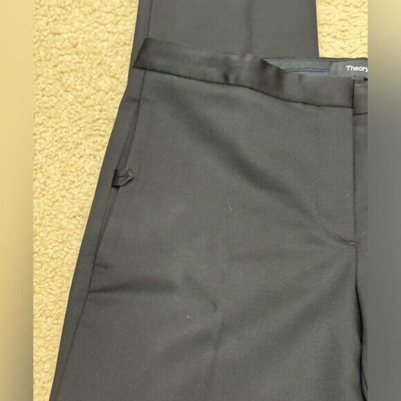 NWOT Theory Tux Wool Blend Straight Slim Leg Mid Rise Black Pants Sz 2 - Picture 4 of 12